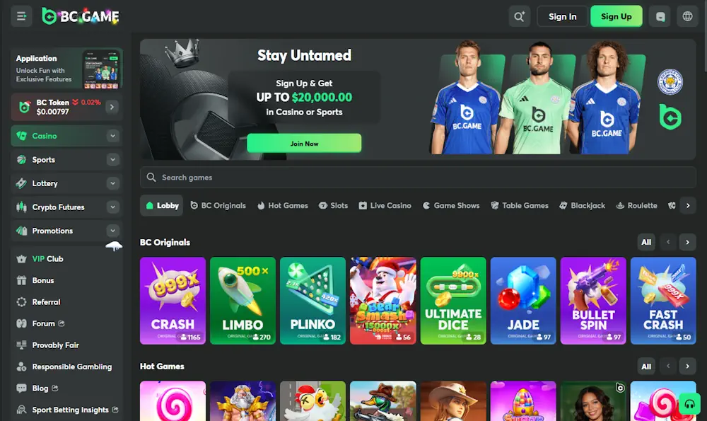 BC.Game Casino and Sportsbook Screenshot